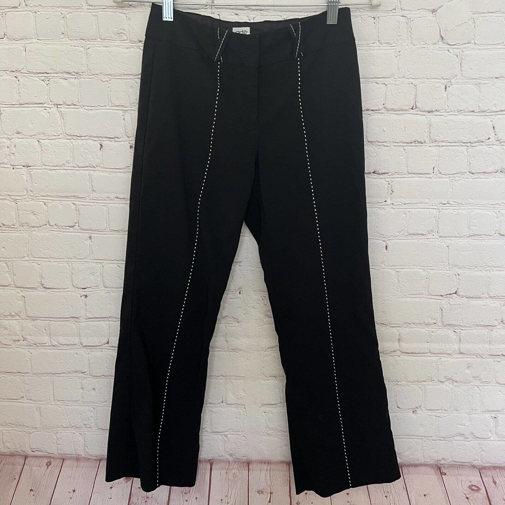 Cache Women's Y2K Black Low Rise Cropped Flared Stretchy Pants - Size 2